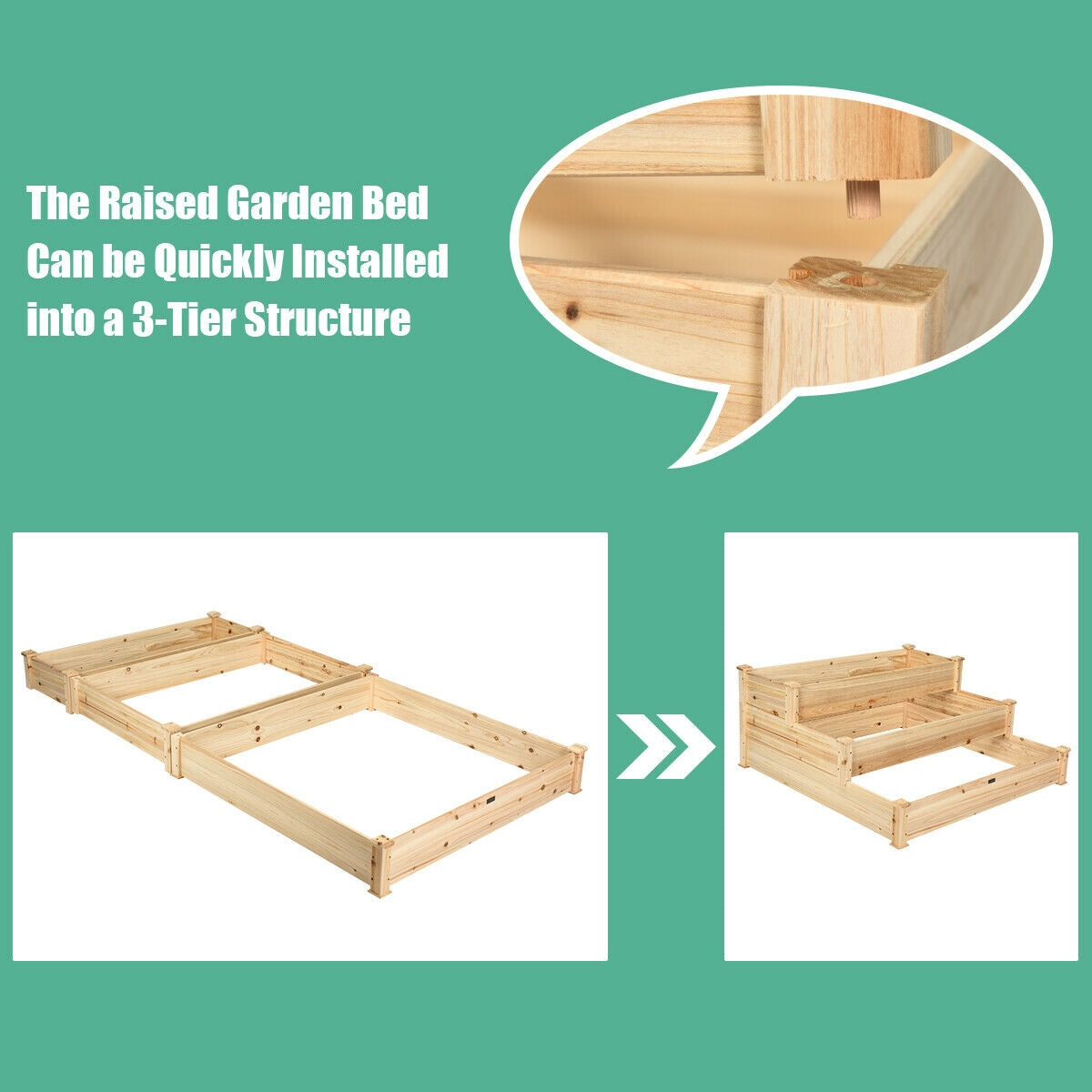 3 Tier Elevated Wooden Vegetable Garden Bed, Wood Raised Garden Beds at Gallery Canada