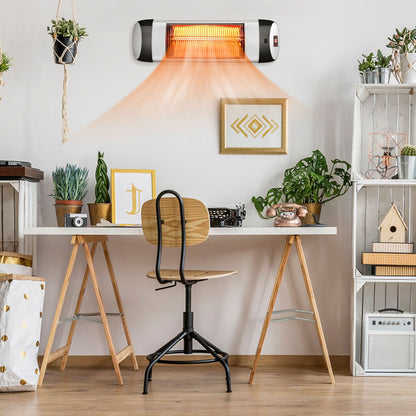 1500W Wall-Mounted Electric Heater Patio Infrared Heater with Remote Control, Black Space Heaters at Gallery Canada