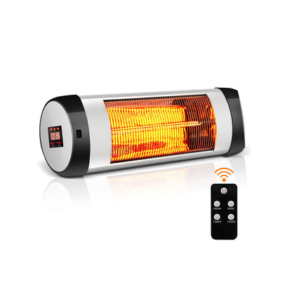 1500W Wall-Mounted Electric Heater Patio Infrared Heater with Remote Control, Black Space Heaters Black at Gallery Canada