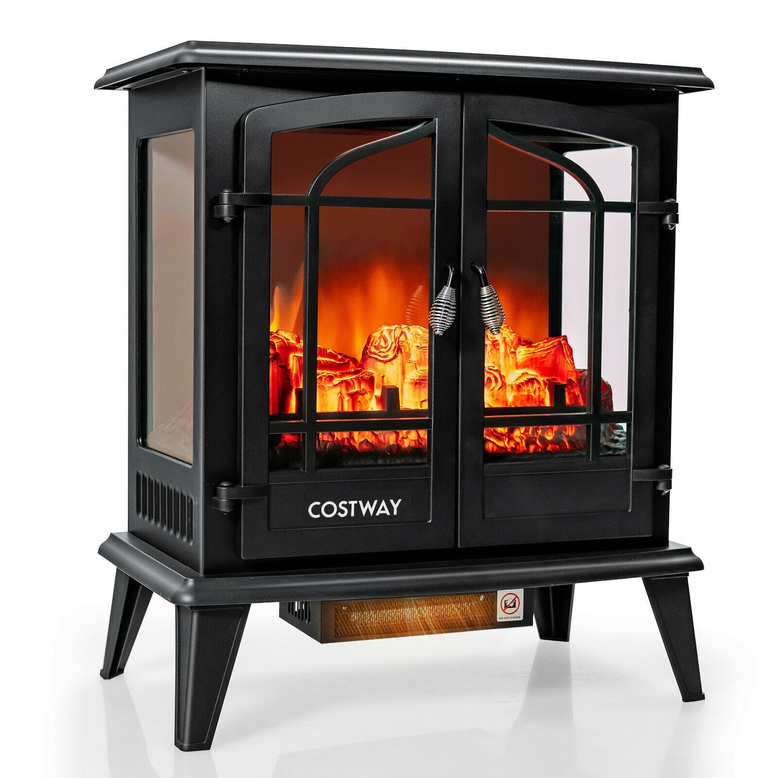 25 Inch Freestanding Electric Fireplace Heater with Realistic Flame effect, Black Fireplaces at Gallery Canada