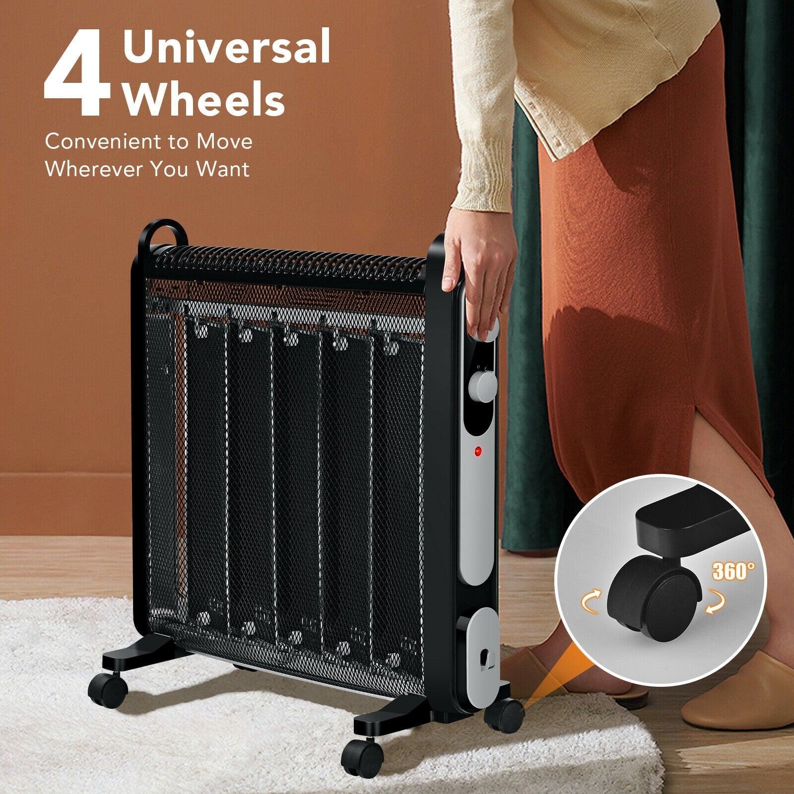 Electric Mica Space Portable Heater with Adjustable Thermostat, Black at Gallery Canada