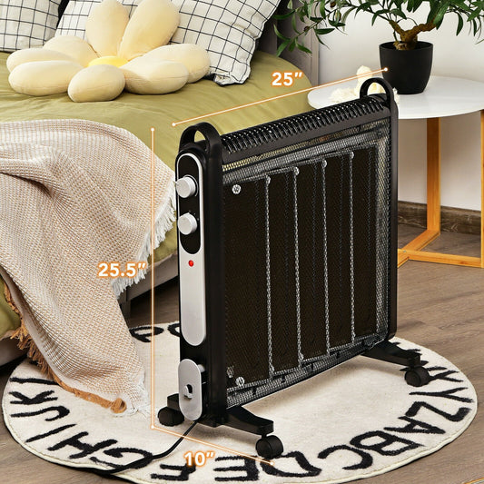 Electric Mica Space Portable Heater with Adjustable Thermostat, Black - Gallery Canada