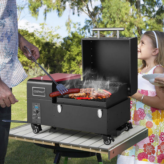 Movable Pellet Grill and Smoker with Temperature Probe, Black - Gallery Canada