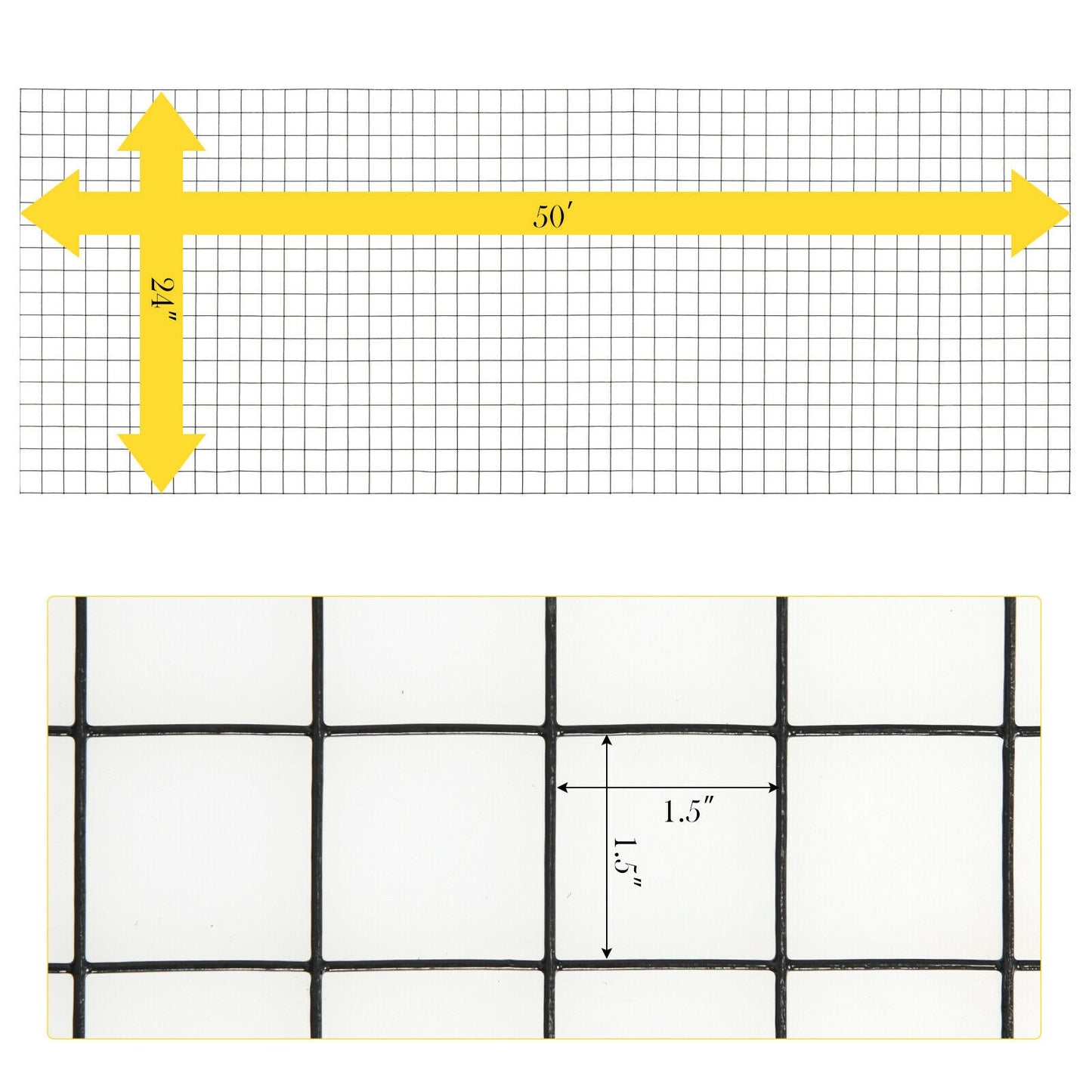 24 x 50 Inch Hardware Cloth 16 Gauge Black Vinyl Coated Welded Wire Mesh 1.5 Inch, Black Decorative Fencing & Flooring at Gallery Canada