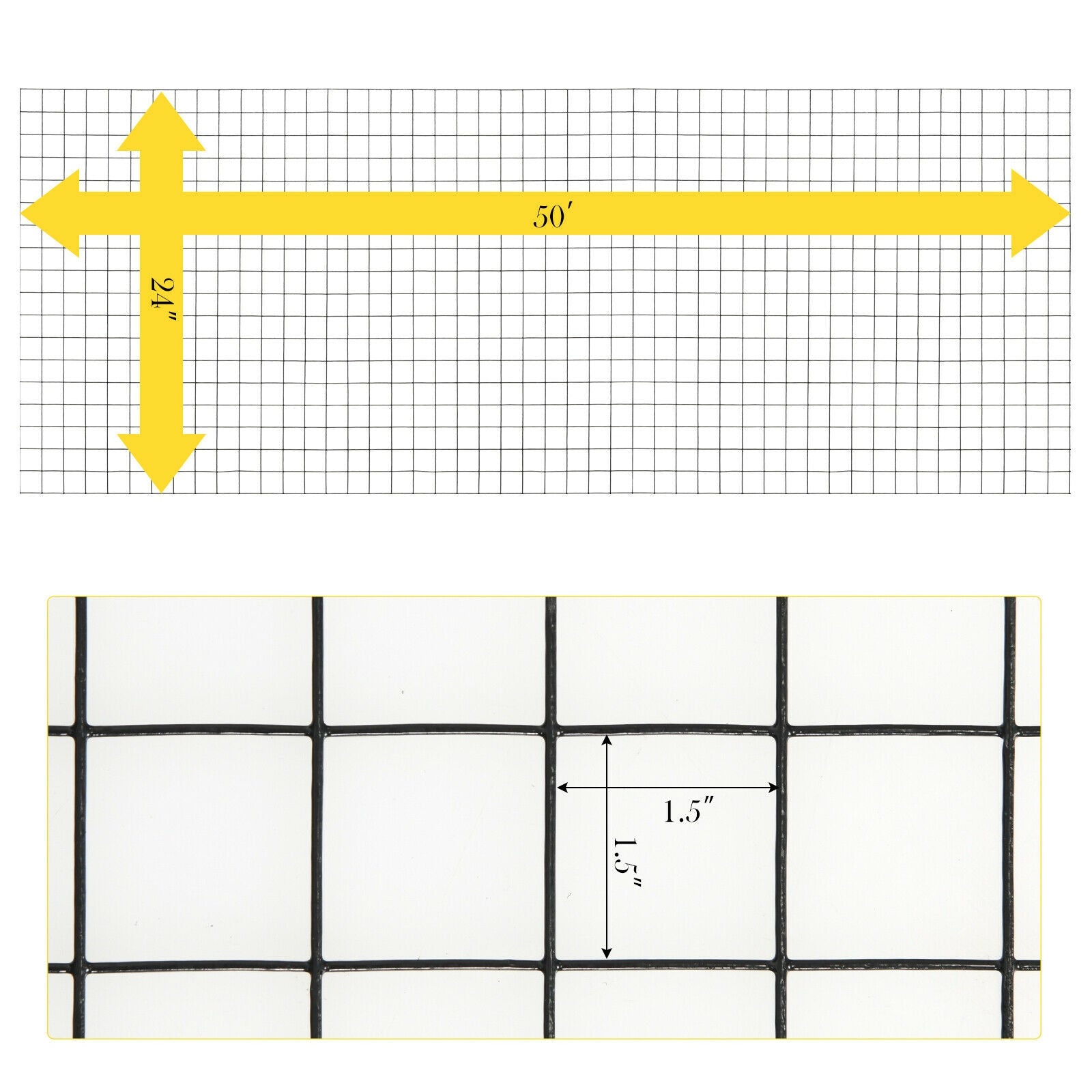 24 x 50 Inch Hardware Cloth 16 Gauge Black Vinyl Coated Welded Wire Mesh 1.5 Inch, Black Decorative Fencing & Flooring at Gallery Canada