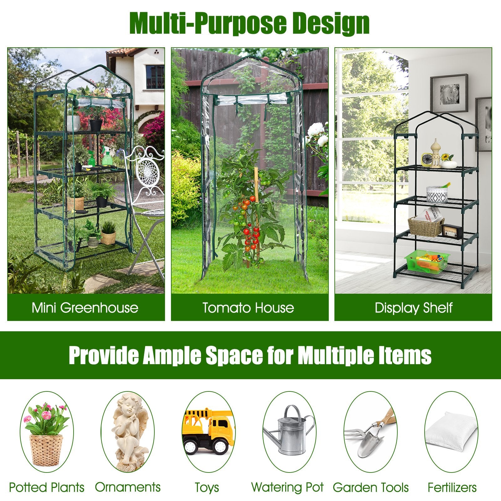 Mini Greenhouse with PVC Cover 4-Tier Portable Warm House, Transparent at Gallery Canada