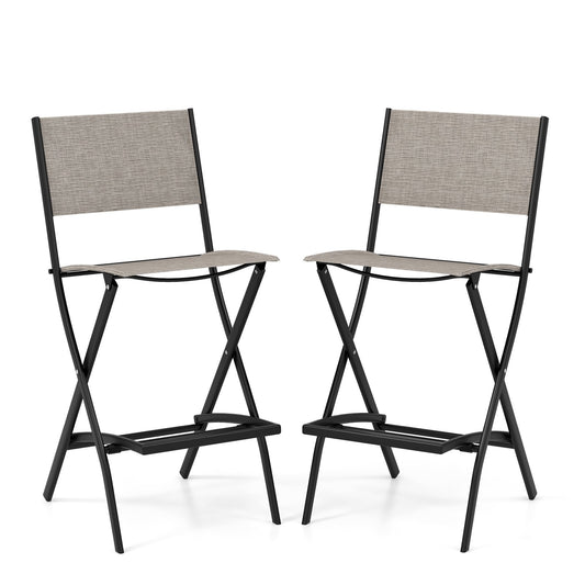 Folding Bar Stools Set of 2 Backrest Humanized Footrest, Coffee at Gallery Canada