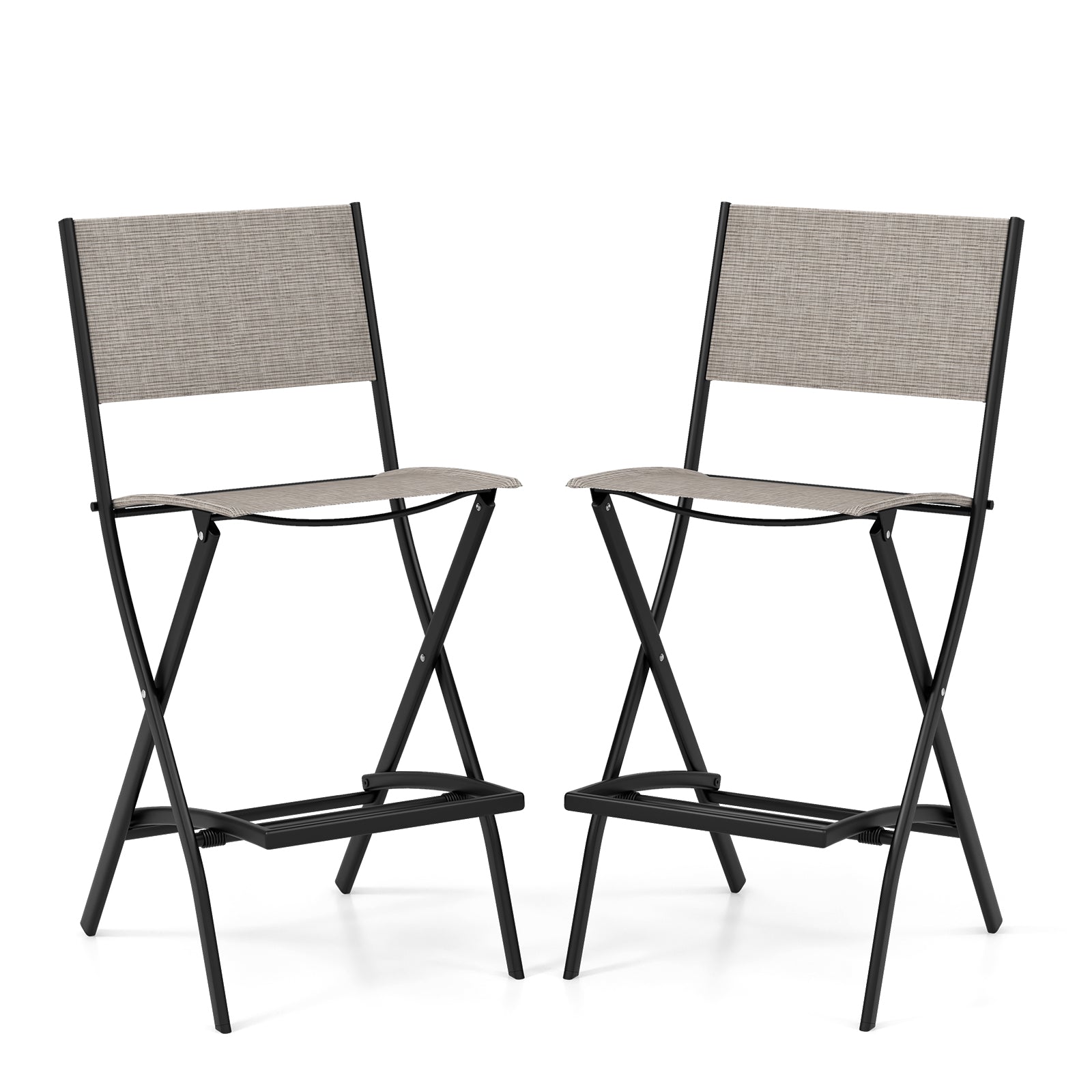 Folding Bar Stools Set of 2, Backrest, Footrest, Coffee Patio Bar Furniture Coffee at Gallery Canada