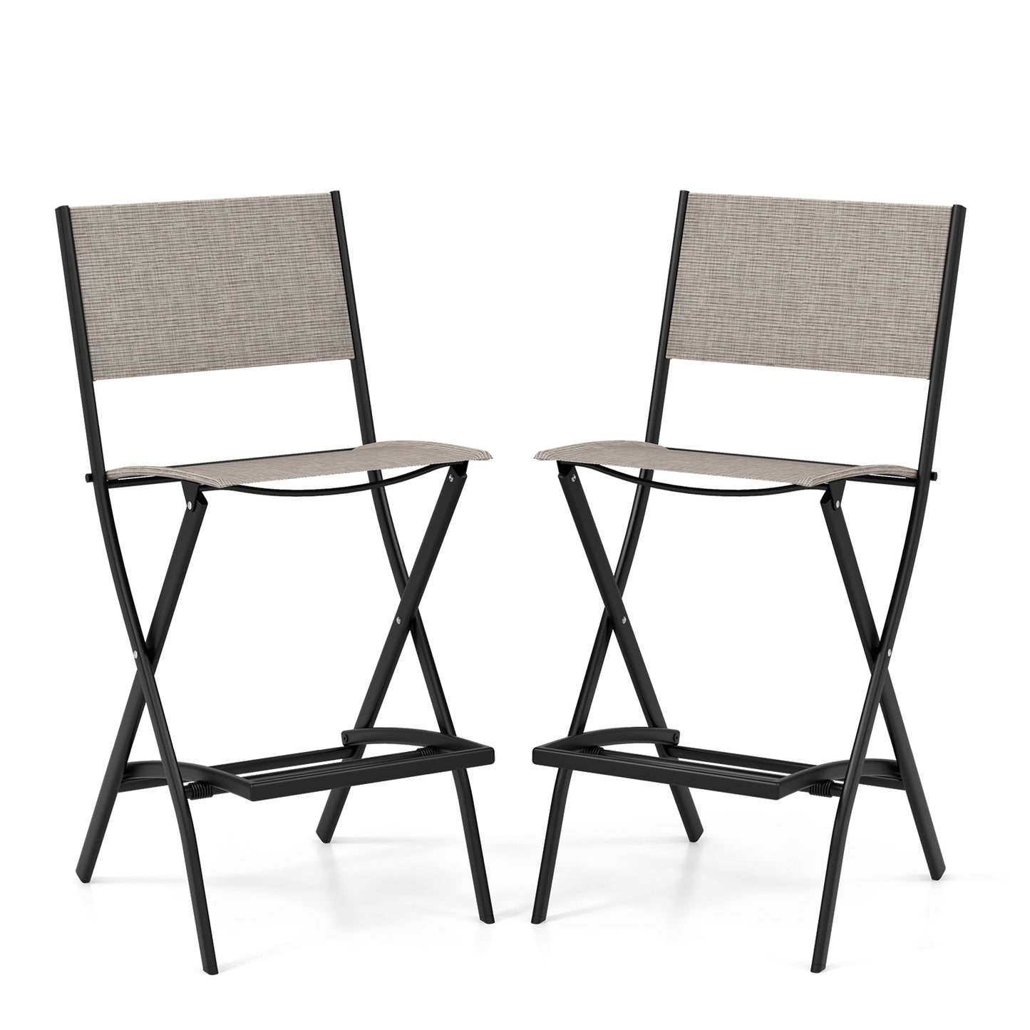 Folding Bar Stools Set of 2, Backrest, Footrest, Coffee Patio Bar Furniture Coffee at Gallery Canada