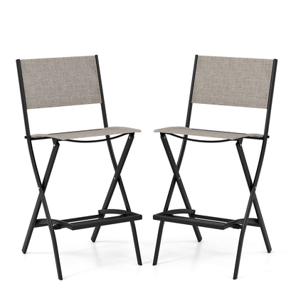 Folding Bar Stools Set of 2, Backrest, Footrest, Coffee Patio Bar Furniture Coffee at Gallery Canada