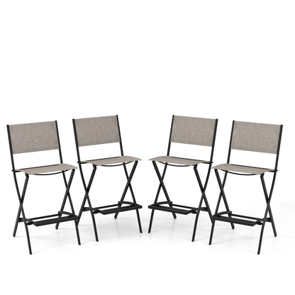 Outdoor Folding Bar Height Stool Set of 4 with Metal Frame and Footrest, Coffee Patio Bar Furniture at Gallery Canada