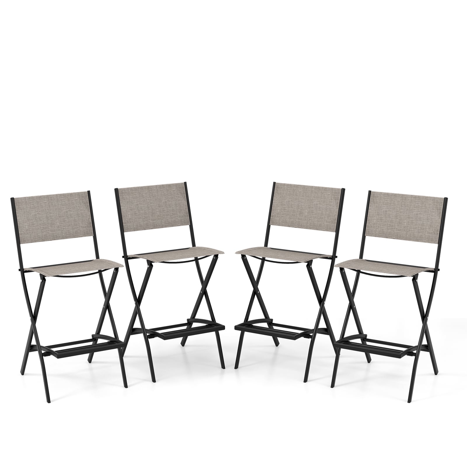 Outdoor Folding Bar Stool Set, 4 Metal Frame Footrest, Coffee Patio Bar Furniture at Gallery Canada