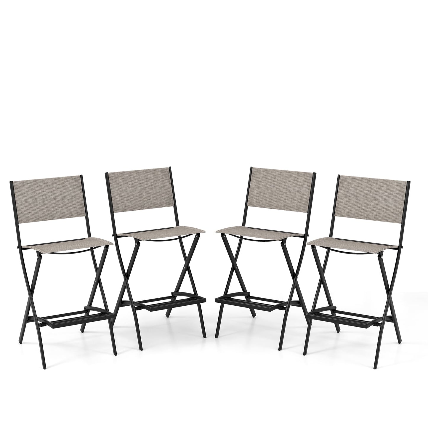 Outdoor Folding Bar Stool Set, 4 Metal Frame Footrest, Coffee Patio Bar Furniture at Gallery Canada
