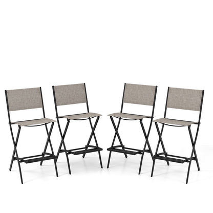 Outdoor Folding Bar Stool Set, 4 Metal Frame Footrest, Coffee Patio Bar Furniture at Gallery Canada