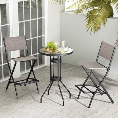 Outdoor Folding Bar Height Stool Set of 4 with Metal Frame and Footrest, Coffee Patio Bar Furniture at Gallery Canada