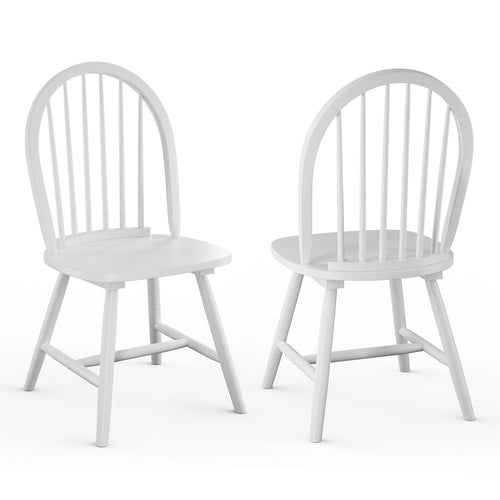 Set of 2 Windsor Wood Chairs, Spindle Back, White