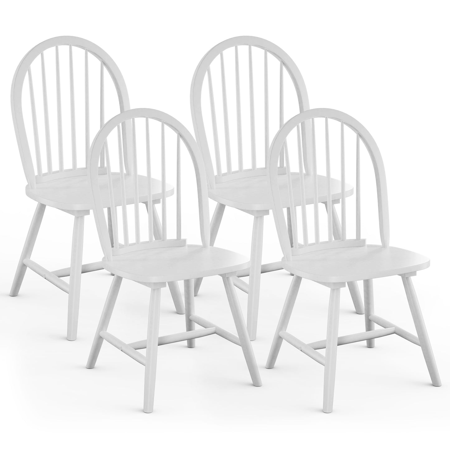 Set of 2 Windsor Wood Chairs, Spindle Back, White