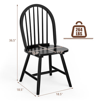 Set of 2 Vintage Windsor Wood Chair, Spindle Back, Black