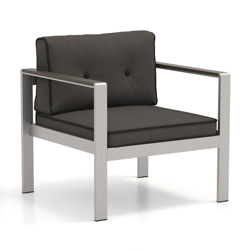 Contemporary Sofa Chair with WPC Armrests and Back Cushions, Gray
