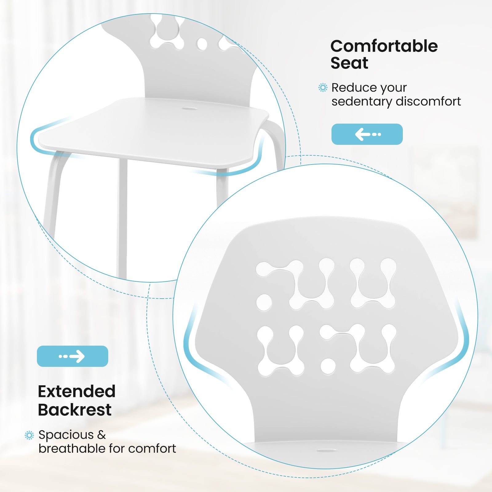 Set of 4 Metal Dining Chair with Hollowed Backrest and Metal Legs, White Dining Chairs at Gallery Canada