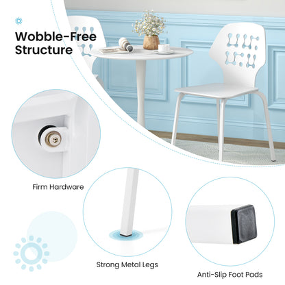 Set of 4 Metal Dining Chair with Hollowed Backrest and Metal Legs, White Dining Chairs at Gallery Canada