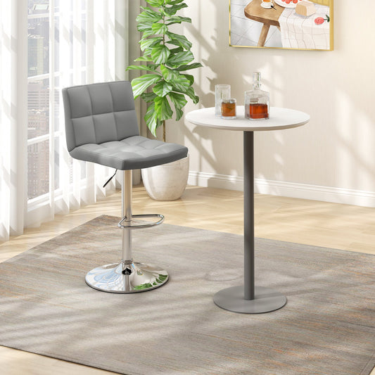 Armless PU Leather Bar Stool with Adjustable Height and Swivel Seat, Gray - Gallery Canada