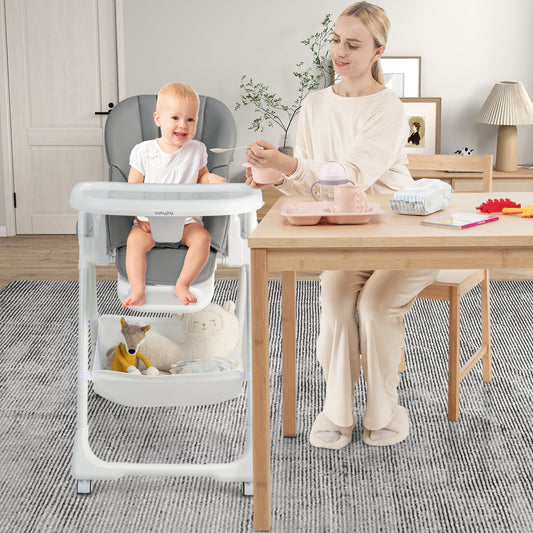 Convertible Infant Dining Chair with 5 Backrest and 3 Footrest Positions, Gray - Gallery Canada