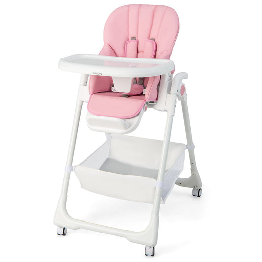 Convertible Infant Dining Chair with 5 Backrest and 3 Footrest Positions, Pink - Gallery Canada