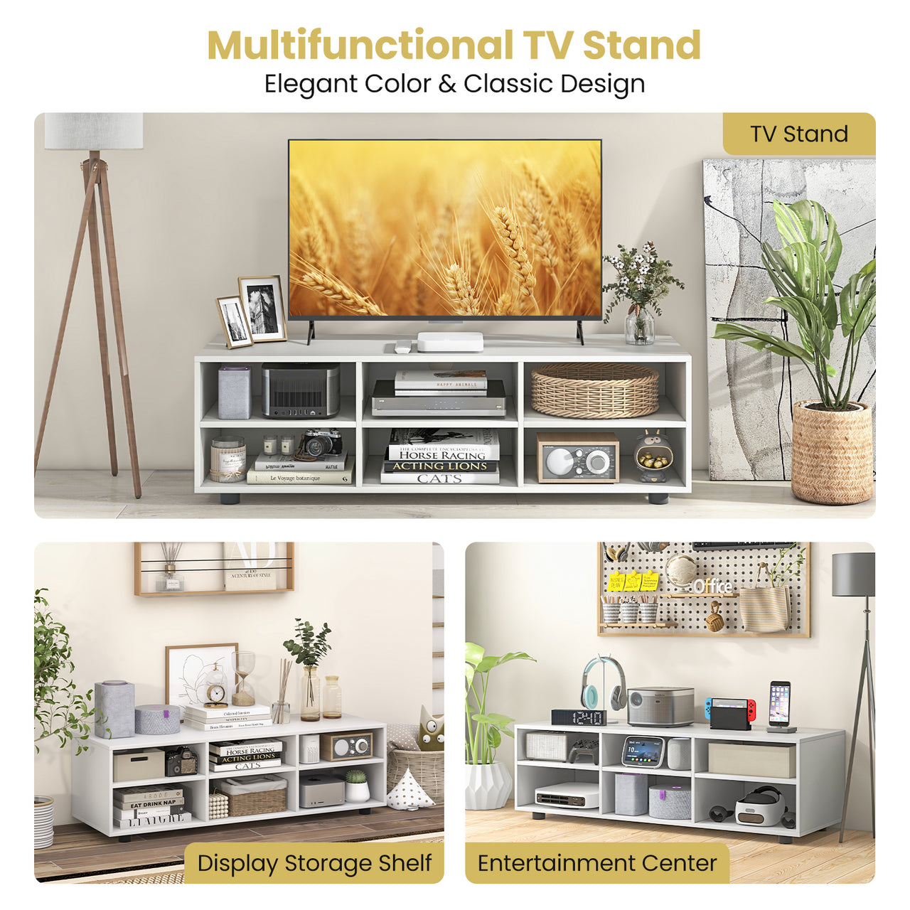 TV Stand for TV up to 55 Inch with 6 Storage Compartments - Gallery View 10 of 10
