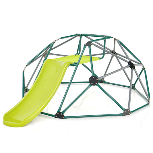 Kids Climbing Dome with Slide and Fabric Cushion for Garden Yard, Green