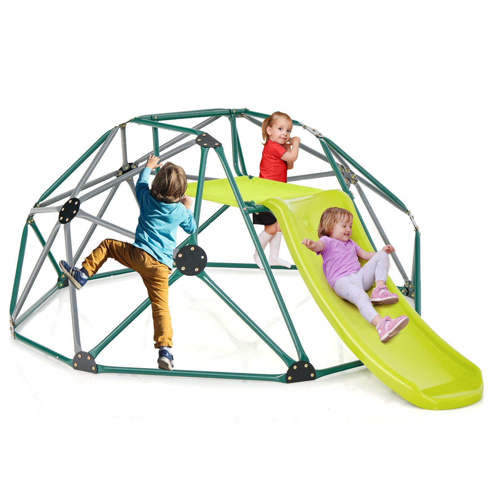 Kids Climbing Dome with Slide and Fabric Cushion for Garden Yard, Green Climbers & Slides at Gallery Canada
