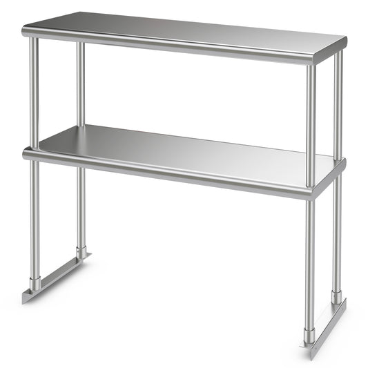 Stainless Steel Overshelf with Adjustable Lower Shelf for Restaurant Kitchen, Silver