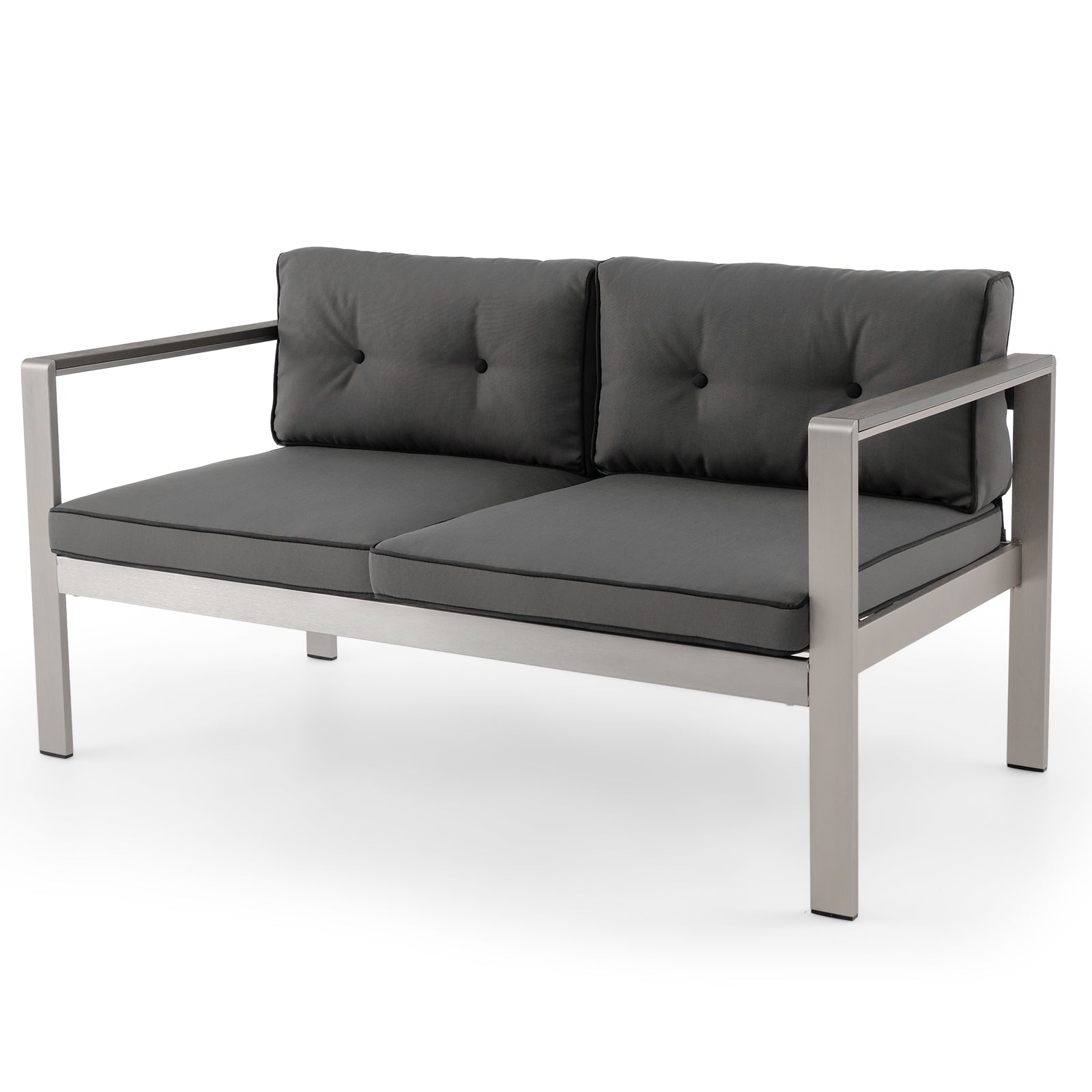 Contemporary 2-Person Sofa Chair with WPC Armrests for Balcony Backyard Porch, Gray Sofas & Loveseats at Gallery Canada