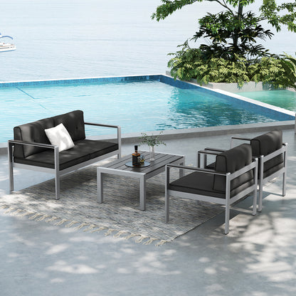 Contemporary 2-Person Sofa Chair with WPC Armrests for Balcony Backyard Porch, Gray Sofas & Loveseats at Gallery Canada