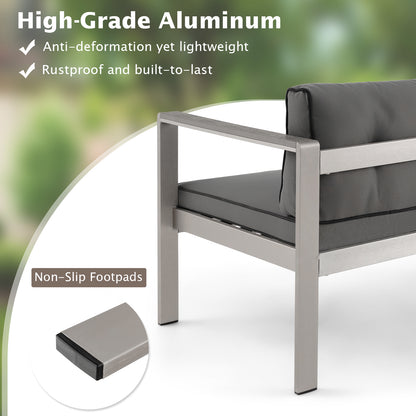 Contemporary 2-Person Sofa Chair with WPC Armrests for Balcony Backyard Porch, Gray Sofas & Loveseats at Gallery Canada