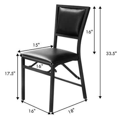 Set of 2 Metal Folding Dining Chairs, Space Saving Design, Black Dining Chairs at Gallery Canada