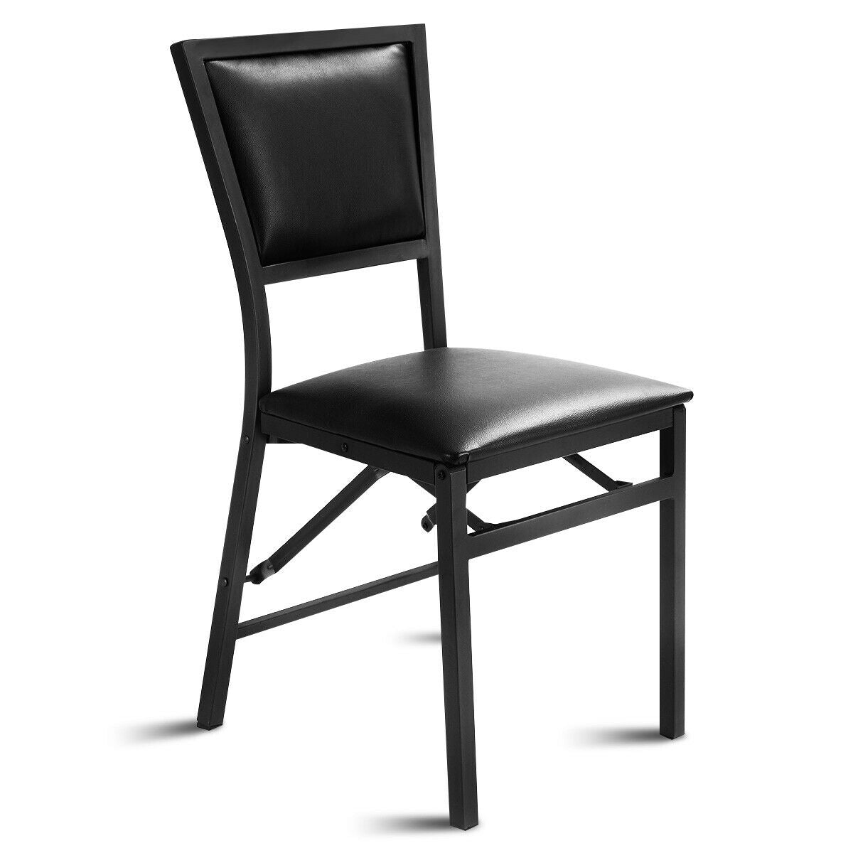 Set of 2 Metal Folding Dining Chairs, Space Saving Design, Black Dining Chairs at Gallery Canada