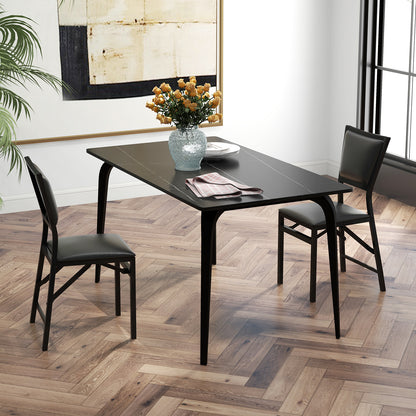 Set of 2 Metal Folding Dining Chairs, Space Saving Design, Black Dining Chairs at Gallery Canada