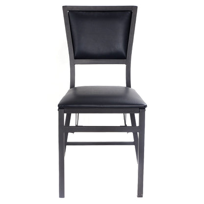 Set of 2 Metal Folding Dining Chairs, Space Saving Design, Black Dining Chairs at Gallery Canada
