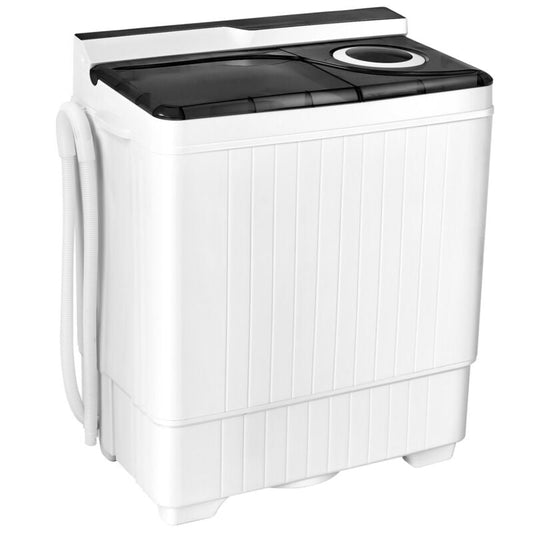 26 Pound Portable Semi-automatic Washing Machine with Built-in Drain Pump, Gray Washing Machines Gray at Gallery Canada