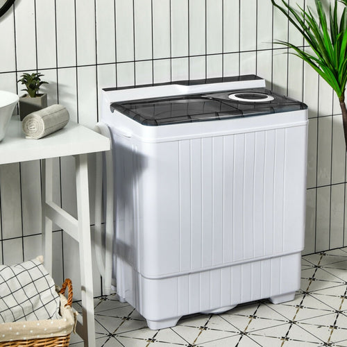 26 Pound Portable Semi-automatic Washing Machine with Built-in Drain Pump, Gray