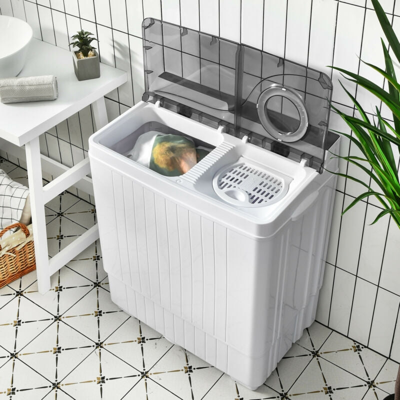 26 Pound Portable Semi-automatic Washing Machine with Built-in Drain Pump, Gray Washing Machines at Gallery Canada