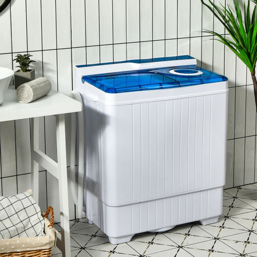 26 Pound Portable Semi-Automatic Washing Machine with Built-in Drain Pump, Blue