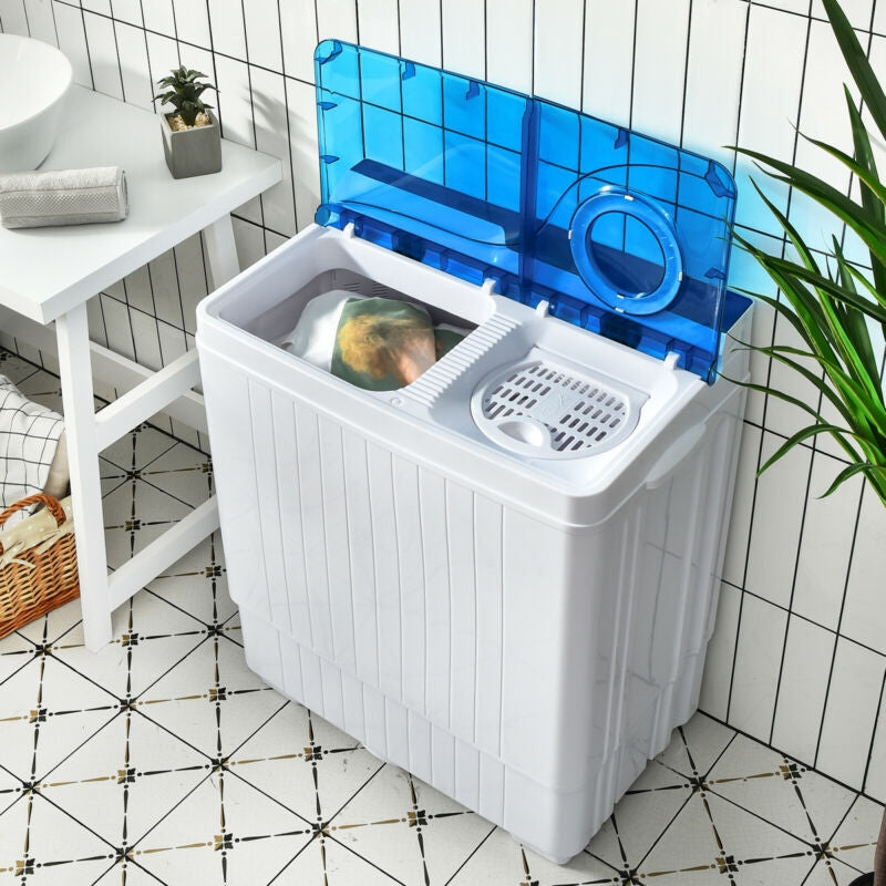 26 Pound Portable Semi-Automatic Washing Machine with Built-in Drain Pump, Blue Washing Machines at Gallery Canada