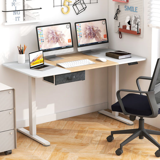 Height Adjustable Electric Standing Desk with USB Charging Port, Natural - Gallery Canada