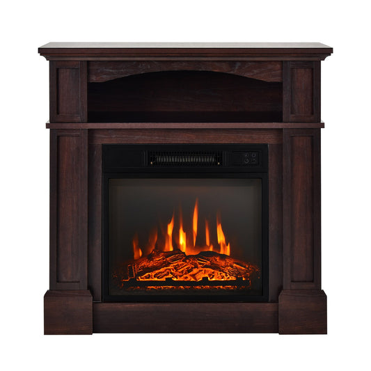 32 Inch Electric TV Stand Fireplace With Shelf, Natural