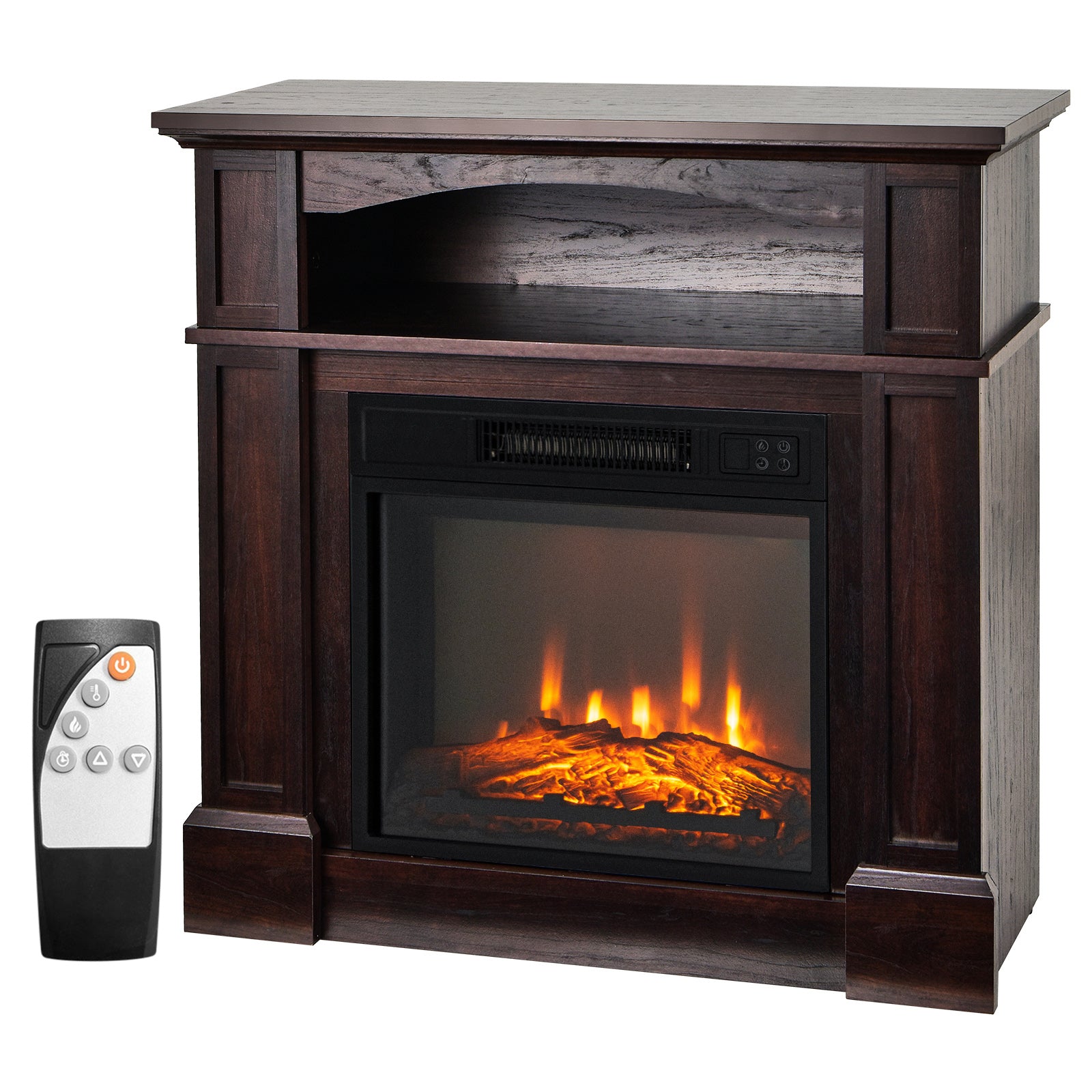 32 Inch 1400W Electric TV Stand Fireplace with Shelf, Natural Fireplaces at Gallery Canada