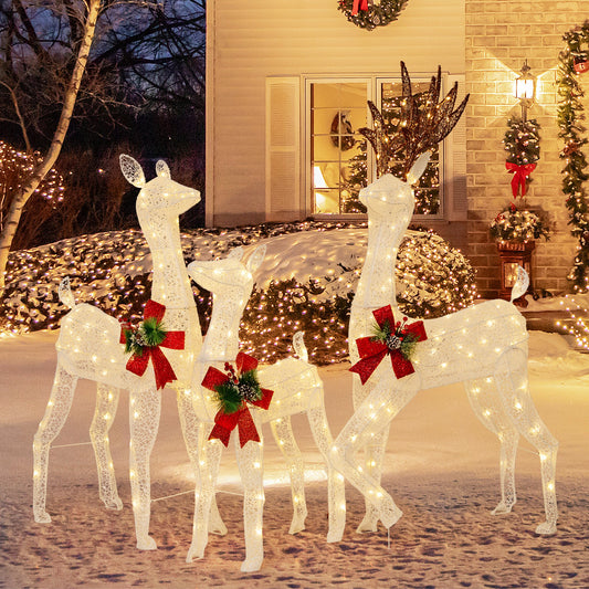 3-Piece Pre-lit Christmas Reindeer Family with 230 Warm White LED Lights - Gallery Canada