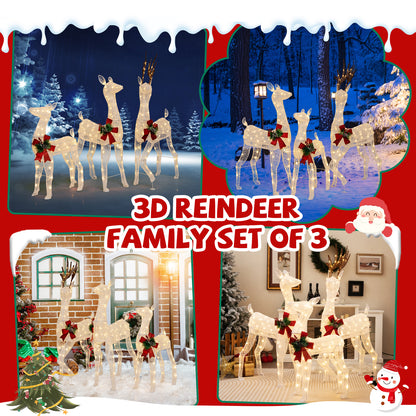 3-Piece Pre-Lit Christmas Reindeer Family, 230 Warm White LED Lights Christmas Decor & Accessories at Gallery Canada