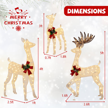 3-Piece Pre-Lit Christmas Reindeer Family, 230 Warm White LED Lights Christmas Decor & Accessories at Gallery Canada